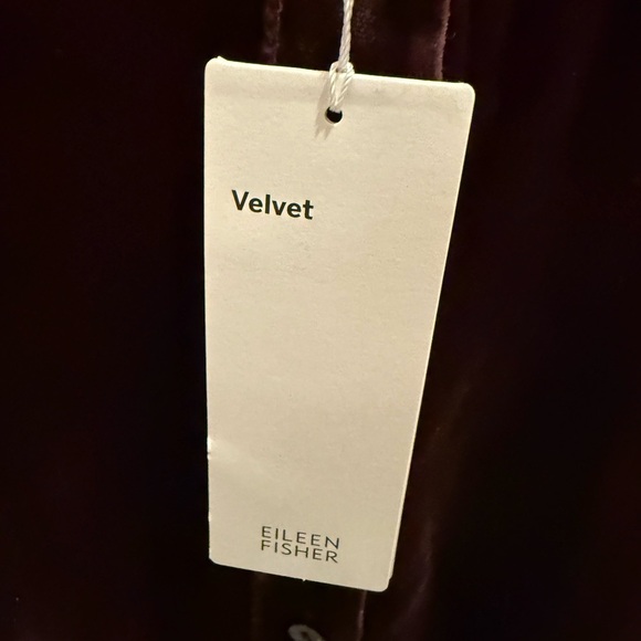 Eileen Fisher Womens Velvet Silk Blend Button Up Tunic Burgundy Lagenlook New - Picture 5 of 6